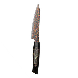 Couteau de cuisine artisanal en cuivre Damas, outil de découpe haut de gamme, couteau en acier Damas à motif cuivre, manche personnalisé, couteau d'extérieur - Product Image 2