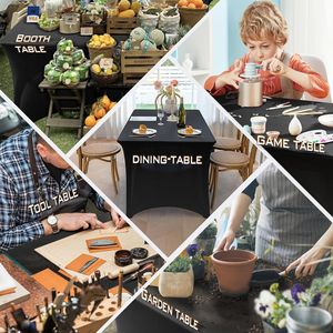 Black 4FT <b>Rectangle</b> Spandex <b>Tablecloth</b> Washable Wrinkle-Free Stretch Covers Table Cloths Fitted Perfectly - Product Image 3