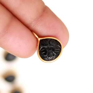 Natural Black Onyx Flower Pendant 925 Sterling <b>Silver</b> Gemstone Pendant Hand Carved Heart Charm Black Onyx Jewelry Making Supplie - Product Image 4