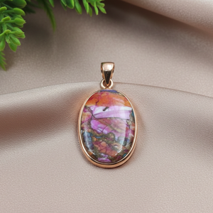 Oyster Copper Turquoise 925 Sterling Silver Pendant Oval Handmade Jewelry Rose Gold Yellow Gold Plated Necklace <b>Gift</b> Women <b>Her</b> - Product Image 3