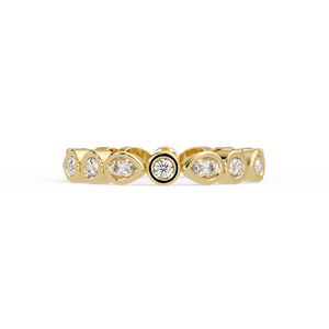 Trendy Alternating Eternity Band Stackable Wedding Ring 14K <b>Solid</b> Gold Round & Pear Cut Lab Grown Diamond For Women Fine Jewelry - Product Image 4