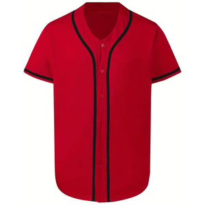 Pink V-Neck Baseball Jersey Short Sleeve Button Front Unisex Adult Breathable <b>Polyester</b> Sport Apparel - Product Image 2