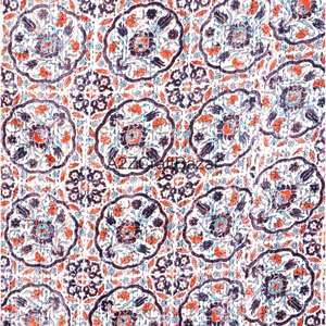 Colcha Kantha Vintage Hecha a Mano, 100% Algodón Orgánico Puro, Reversible, Bordada, Ecológica, para Todas las Estaciones, de Rajasthan - Product Image 6