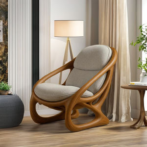 เก้าอี้เท้าแขนทำด้วยมือทำจากไม้แข็งเก้าอี้ไม้ทางเข้าห้องนั่งเล่นหรือห้องนอนที่นั่งตกแต่งด้วยการออกแบบที่เป็นเอกลักษณ์ - Product Image 2