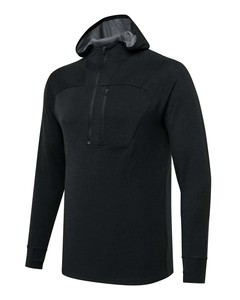 Sudadera con Capucha Negra para Hombre, Manga Larga, con Bolsillo con Cremallera en el Pecho, Tejido Transpirable de Poliéster, Corte Casual, para Otoño - Product Image 6