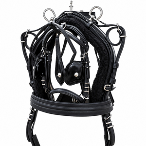 Ensemble de harnais professionnel pour l'équitation |   Harnais de charrette en cuir réglable avec accessoires métalliques pour l'équitation - Product Image 1