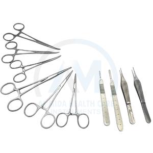 ชุดเครื่องมือผ่าตัดเล็กน้อย AMHC-Orhto-56 ผลิตจากสแตนเลสสตีล ยี่ห้อ Al Mida Healthcare ประกอบด้วยกรรไกร คีมจับ เข็มจับ และอุปกรณ์ผ่าตัดทั่วไป - Product Image 3