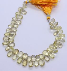 Cuentas de Cuarzo Limón Natural AAA, Forma de Pera Facetada, 5x7 mm, Hilo de 8 Pulgadas, Cuentas de Cuarzo Limón Natural - Product Image 4