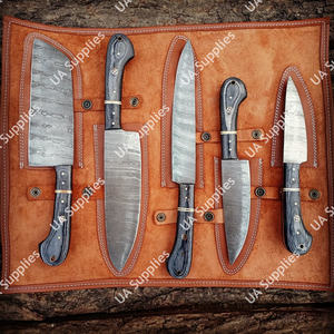 New Damascus Steel <b>Knife</b> <b>Set</b> 5 Pcs High Quality Olive Wood Handle Japanese Style Kitchen <b>Knives</b> OEM/ ODM Support Low Moqs - Product Image 2