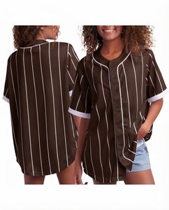 Custom Dark Brown White Pinstripe <b>Baseball</b> Jersey OEM Wholesale Blank Streetwear Sportswear Unisex Athletic Apparel Breathable - Product Image 1