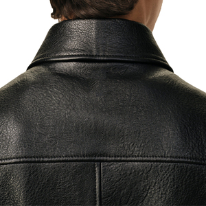 <b>Men's</b> Black Lamb <b>Leather</b> Zipped <b>Jacket</b> Luxury Minimalist <b>Leather</b> Bomber Custom OEM ODM Private Label Manufacturer - Product Image 3