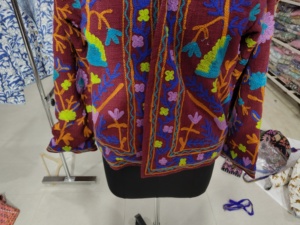 Hand Embroidered Cotton <b>Velvet</b> <b>Jacket</b> for <b>Women</b> Full Sleeve Mandarin Collar Floral Pattern Winter Party Outerwear Elegant Gift - Product Image 3