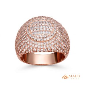 Anillo de Moissanita Chapado en Oro Rosa con Diseño de Racimo de Baguettes para Hombre, Estilo Iced Out Hip Hop, Joyería de Lujo para Boda, Aniversario o Regalo - Product Image 1