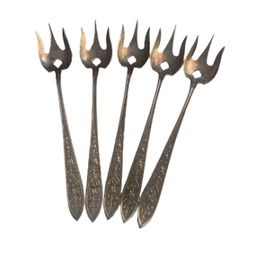 Ensemble de six fourchettes en acier inoxydable, manche argenté, couverts pour hôtels et restaurants, fourchettes à manche métallique - Product Image 5