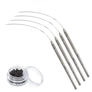 <b>Hair</b> <b>Extension</b> Hook Pulling Tool Needle Threader <b>Micro</b> Rings <b>Beads</b> Loop Stainless steel handle Weaving Needle Type Hook Needles - Product Image 3