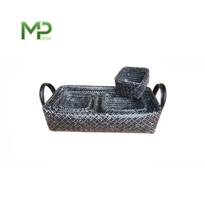 100% panier de rangement en bambou écologique avec poignées paniers ronds d'affichage de tissage en bambou pour stocker des bonbons - Product Image 4