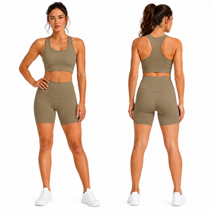 Solid <b>Colour</b> Yoga Gym <b>Set</b> Women High Elastic Activewear Two Piece Workout <b>Set</b> Breathable Sportswear <b>Set</b> Tight Fitness Clothing - Product Image 6