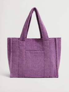 XLarge Capacity Cotton Fabric Shoulder Handbag Grocery Carrier Best Supplier Purple Ribbed <b>Corduroy</b> <b>Tote</b> <b>Bag</b> For Women Shopping - Product Image 6