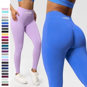 Custom Logo Solid Breathable Eco-Friendly Quick Dry Elastic High Waist <b>Ankle</b>-Length Fitness Pants Scrunch Butt Gym Yoga Leggings - Product Image 5