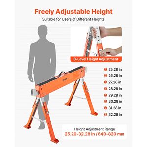 Set di 2 Cavalletti Pieghevoli Resistenti, Capacità di Carico 1800 Libbre, Altezza Regolabile, con Gambe Robuste per Lavori Artigianali - Product Image 4