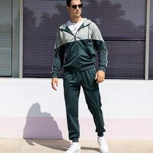 Superior International Men's High Quality <b>Hooded</b> Athletic Streetwear Tracksuit Sweatsuit Long Sleeve Full-Zip Jogging Sweatpants - Product Image 2