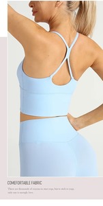 Women Y Back Sports Bra Scoop Neck Longline Workout Tank <b>Top</b> Strappy <b>Cross</b> Yoga Camisole Smooth Seamless Padded Gym Crop Bralett - Product Image 4