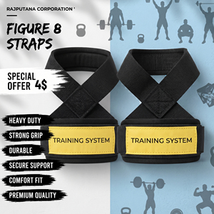 Weightlifting Pull Up Training Straps Heavy Duty Wrist Support Workout Hook Loops Powerlifting <b>Trainer</b> Figure <b>8</b> Straps Unisex - Product Image 6