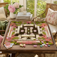 Tappetino da gioco pieghevole moderno Mahjong Pink Blossom Doves personalizzato 33x33 in gomma antiscivolo stampato