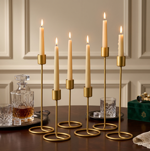 Gold Tapered Metal Candlestick <b>Holder</b> Straight Shape Durable Heat Resistant For Home Valentine's Day Decoration - Product Image 6