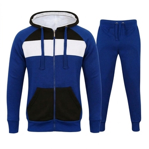 Wholesale Unisex Color Block Hooded Tracksuit Set <b>Zip</b> Up <b>Sweatshirt</b> Jogger Pants Loose Fit Adult Activewear Sportswear - Product Image 3
