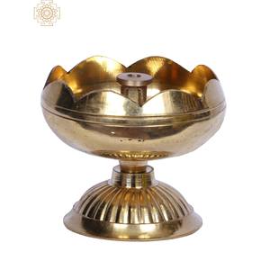 2 Brass Flower Design Deepak <b>Oil</b> <b>Lamps</b> & Accessories Price Per Pair - Product Image 2