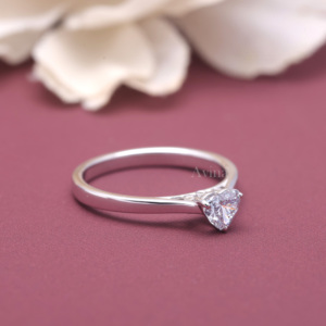 Anillo de Diamante Cultivado en Laboratorio con Certificado IGI, Oro Blanco/Rosa y Amarillo de 18K, Corte Corazón Azul, Anillo de Compromiso Solitario para Mujer - Product Image 2