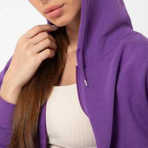 Sudadera con capucha para mujer, de tejido grueso, color liso, oversize, con cremallera, logotipo personalizado, técnica French Terry, estilo deportivo frontal, al por mayor - Product Image 6