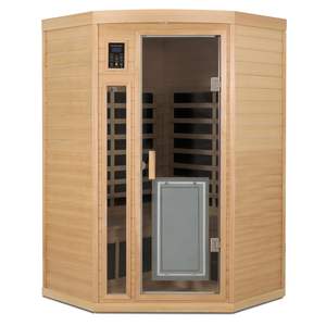 Sala Sauna interna a infrarossi lontana con cicuta per due persone con porta d'ingresso bassa EMF e unità angolare del pannello di riscaldamento - Product Image 6