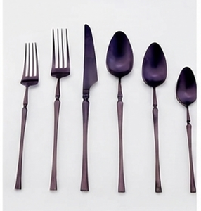 Juego de Cubiertos Modernos de Metal con Recubrimiento Morado, Acabado Mate, Aptos para Lavavajillas, Vajilla para Bodas, Diseño de Mango Largo - Product Image 1