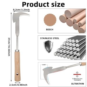 Outil de désherbage de jardin en bois d'acacia avec lame en acier inoxydable, vente en gros Moradabad - Product Image 2