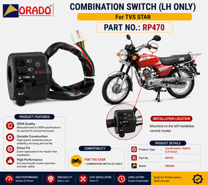 Interruptor combinado TVS Star, solo lado izquierdo, calidad de exportación para repuestos de motocicletas, India, Orado - Product Image 3
