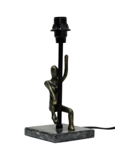 Base de Lámpara de Mesa con Figura de Hombre Escalando en Bronce Antiguo, Lámpara de Escritorio Industrial Vintage, Pedestal de Resina Plateada Envejecida - Product Image 3