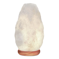 Lampe de sel sculptée de forme naturelle, écologique, avec base en bois pour la décoration de la maison