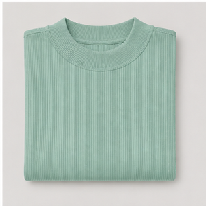 Camiseta de Mujer Verde Menta con Cuello Simulado y Manga hasta el Codo, Corte Holgado WTS-0071 - Product Image 5