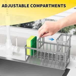 Organizzatore per Lavello con Portaspazzole e Portasponge in Acciaio Inox 304 Antiruggine, Soluzione di Stoccaggio per Dispenser di Sapone da Cucina - Product Image 2