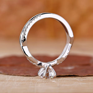 Sparkling Moissanite and Lab Grown Diamond Cross <b>Ring</b> Rose Gold Finish Wedding Engagement Jewelry - Product Image 3