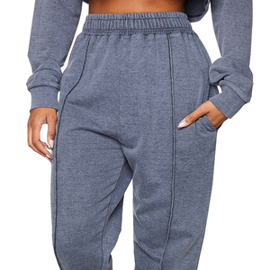 Women's High Waist Fleece <b>Harem</b> Pants Solid Color Elastic Waist Loose Fit Full Length Casual Sweatpants Autumn Wear - Product Image 5