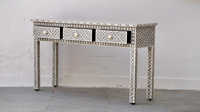 Prix de gros de la table console blanche de luxe en incrustation d'os Design européen poli fait à la main de meubles de maison d'hôtel de haute qualité