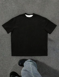 T-shirt tendance imprimé par transfert thermique, streetwear, t-shirt en tissu éponge uni, t-shirt de haute qualité, coupe ample et oversize, 100% coton - Product Image 5