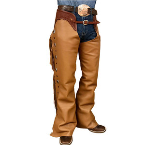 Pantalones de cuero estilo western con flecos y tachuelas para montar a caballo - Product Image 6