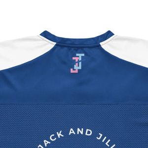 เสื้อฟุตบอลตาข่ายสีน้ำเงินรอยัล-ขาว แบบยูนิเซ็กซ์ แขนสั้น คอวี รับสกรีนโลโก้ ระบายอากาศได้ดี เหมาะสำหรับทีมกีฬา ขายส่ง - Product Image 4