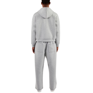 Men Winter Casual Full <b>Zip</b> Hoodie <b>Side</b> Pockets Straight Leg Open Hem <b>Trousers</b> Two Piece Relaxed Eco-Friendly Breathable - Product Image 2
