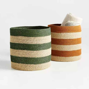 Maceta Tejida de Pasto Marino Resistente con Rayas Irregulares para Decoración de Jardín Interior y Exterior, Macetas y Jardineras - Product Image 3