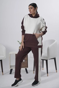 Conjunto Deportivo Unisex con Capucha y Bloques de Color Sólido, Manga Larga, Corte Regular, Informal, Otoñal, Sudadera y Pantalones de Algodón - Product Image 2
